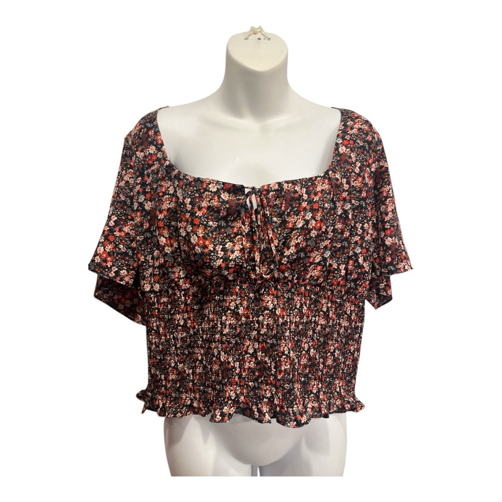 Nine Britton Floral Black Blouse. Size XL